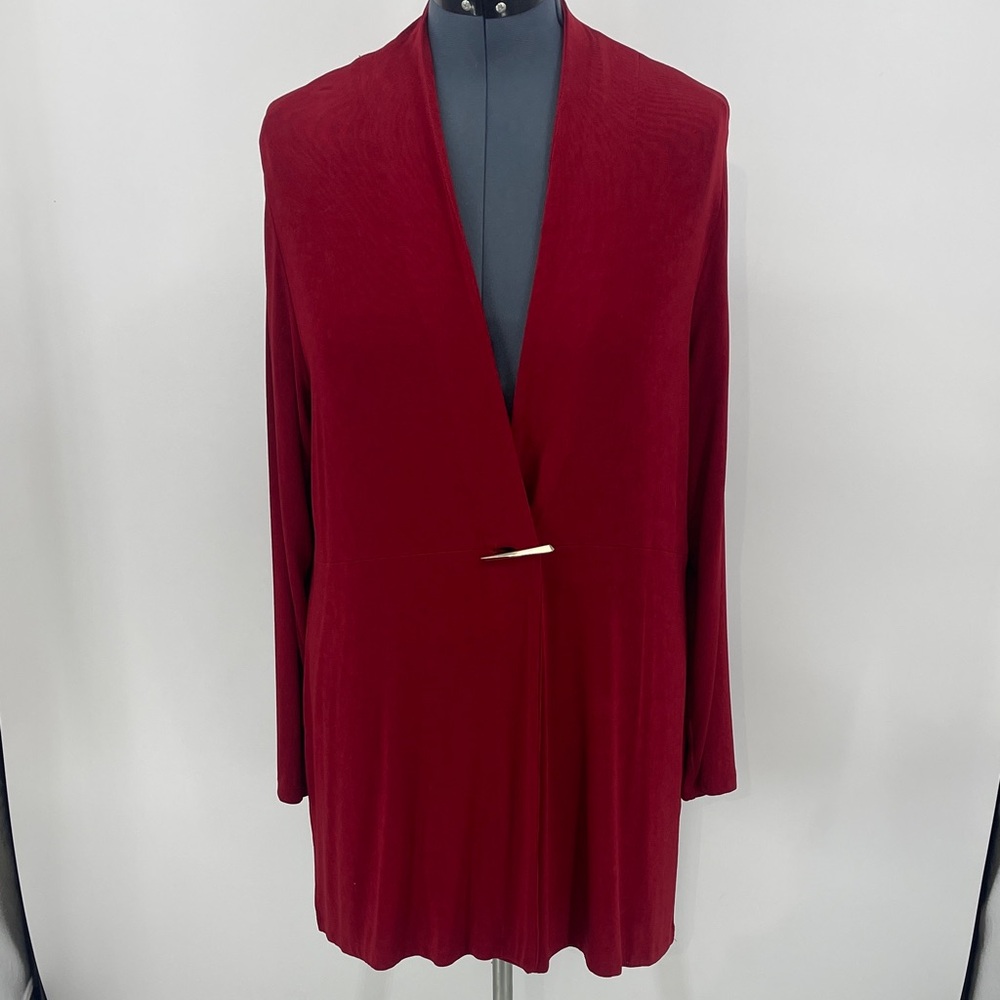 Chico's TRAVLER Vibrant Red Cardigan ONE BUTTON WOMENS SIZE 3